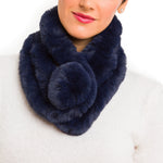 Faux Fur Collar Scarf for Women (Navy)