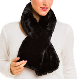 Faux Fur Collar Scarf for Women (Black)