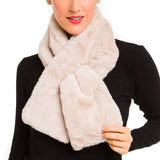 Faux Fur Collar Scarf for Women (Light Beige)