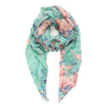 Spanish Design Printed Viscose Scarf (Green Floral)