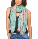 Spanish Design Printed Viscose Scarf (Green Floral)