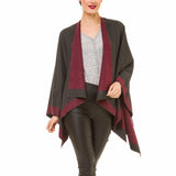 Women's Shawl Wrap Poncho Ruana Cape Cardigan Sweater Open Front (Gray Purple)