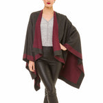 Women's Shawl Wrap Poncho Ruana Cape Cardigan Sweater Open Front (Gray Purple)