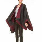 Women's Shawl Wrap Poncho Ruana Cape Cardigan Sweater Open Front (Gray Purple)