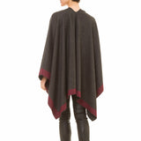 Women's Shawl Wrap Poncho Ruana Cape Cardigan Sweater Open Front (Gray Purple)