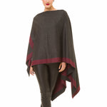 Women's Shawl Wrap Poncho Ruana Cape Cardigan Sweater Open Front (Gray Purple)