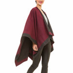 Women's Shawl Wrap Poncho Ruana Cape Cardigan Sweater Open Front (Gray Purple)