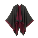 Women's Shawl Wrap Poncho Ruana Cape Cardigan Sweater Open Front (Gray Purple)