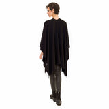 Women's Shawl Wrap Poncho Ruana Cape Cardigan Sweater Open Front (Black)