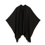 Women's Shawl Wrap Poncho Ruana Cape Cardigan Sweater Open Front (Black)