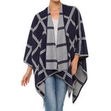 Women's Shawl Wrap Poncho Ruana Cape Cardigan Sweater Open Front (PC07-2)