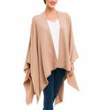 Women's Shawl Wrap Poncho Ruana Cape Cardigan Sweater Open Front (PCP-15)