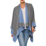 Women's Shawl Wrap Poncho Ruana Cape Cardigan Sweater Open Front (PCS-6)